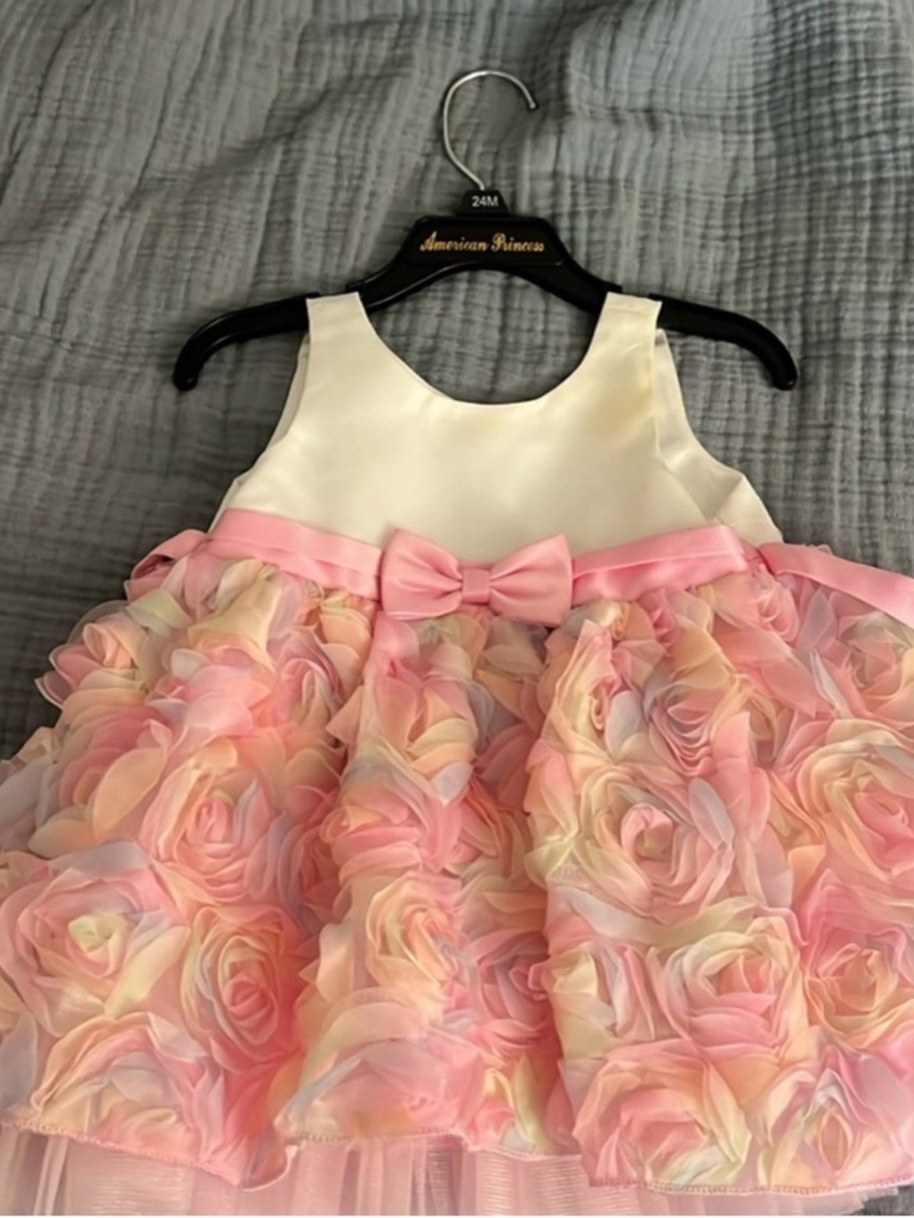 American Princess Pink and Cream Rosette Party Dress